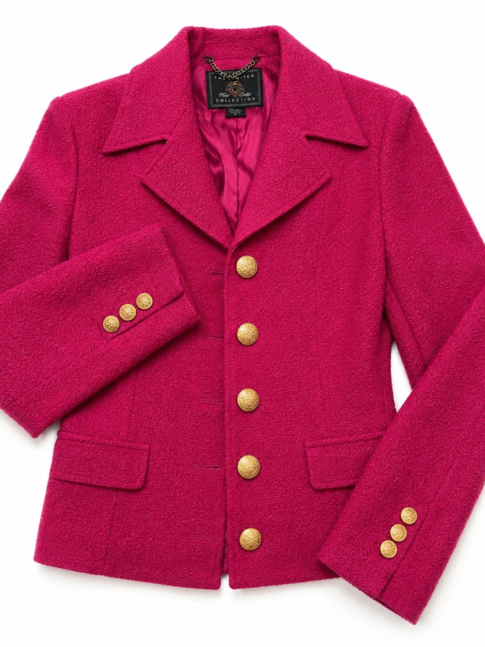 Vintage 1990s The Limited Finest Quality Collection Fuchsia Pink Wool Blazer- M